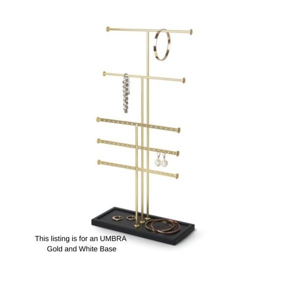Umbra Trigem Jewelry Stand GOLD tier with WHITE base - Picture 2 of 8